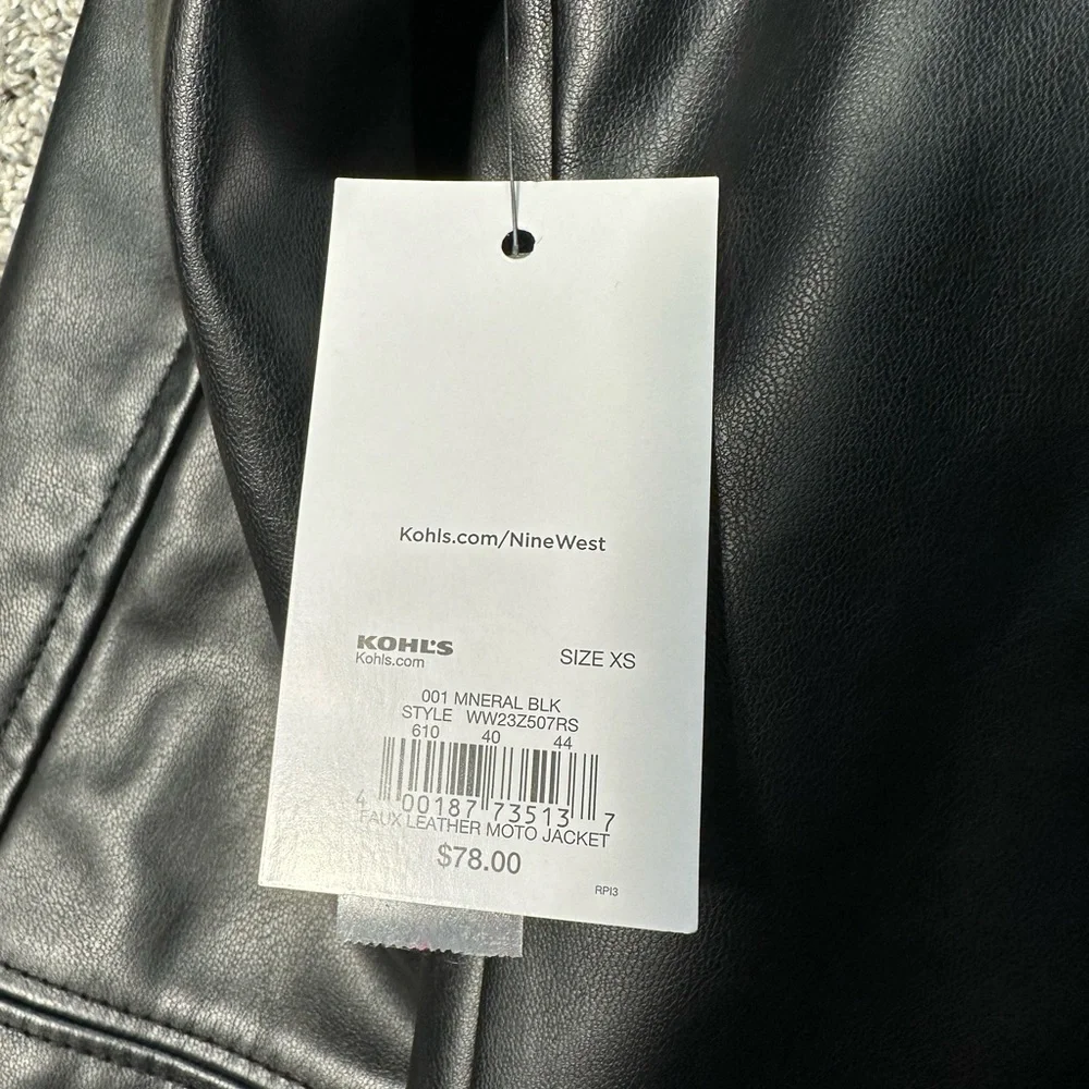 NWT Nine West Faux-Leather Moto Jacket Size XS - Picture 7 of 9